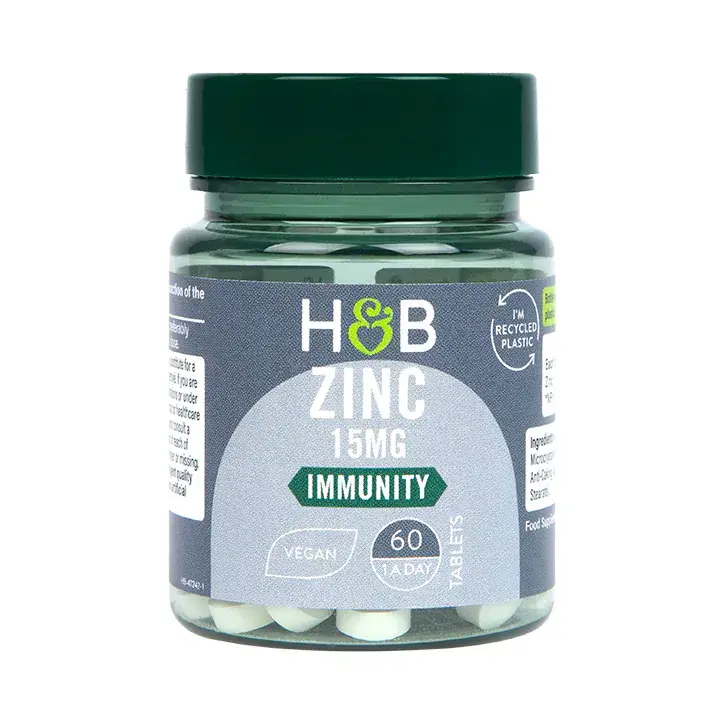 Zink (Zink) 15 mg 60 vegane Tabletten HOLLAND & BARRETT