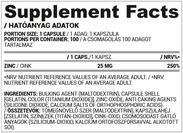 Zinkkappen | 25 mg Zinkoxid – 30 Kapseln