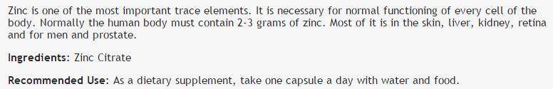 Zinkcitrat 30 mg – 100 Kapseln