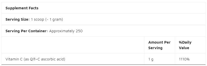 Reines Vitamin -C -Pulver | Q® -C - 250 Gramm