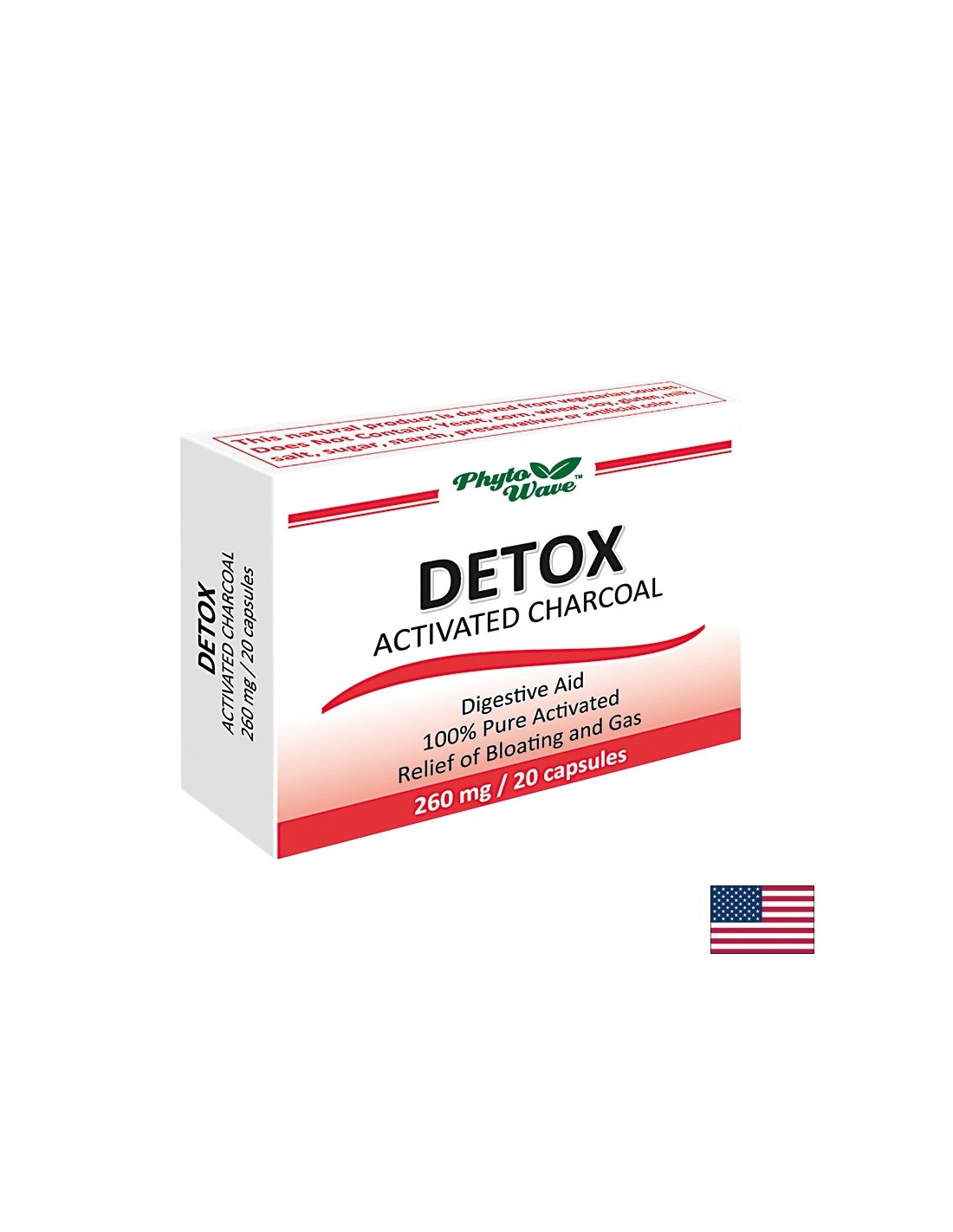 Detox aktivierte Holzkohle 260 mg x 20 Kapseln