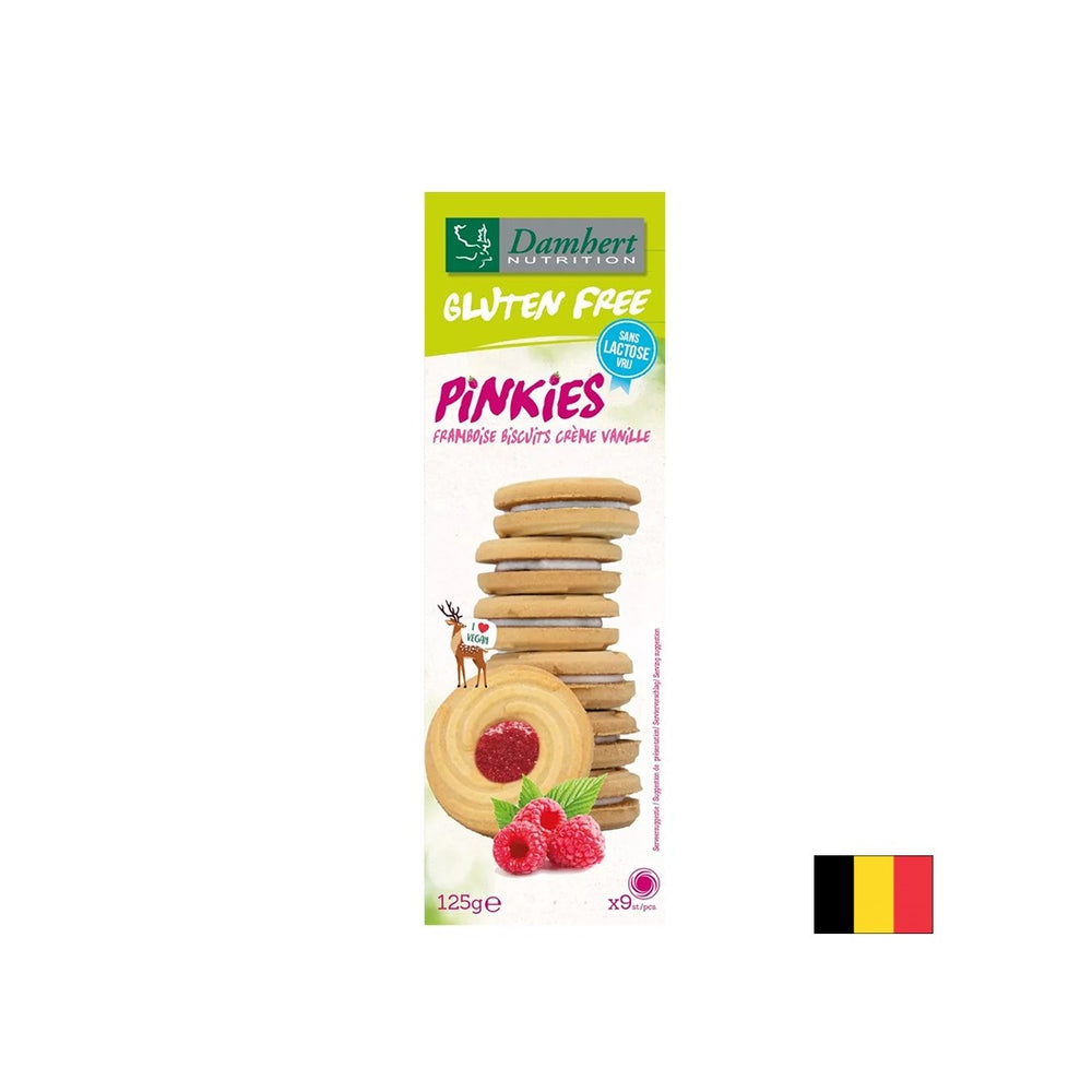 Glutenfreie Kekse mit Vanillecreme und Himbeeren, 125 g