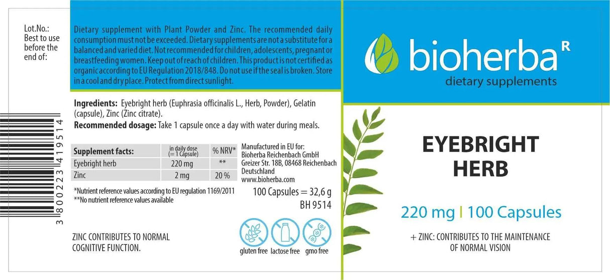 Eyebright Kräuter 220 mg - 100 Kapseln