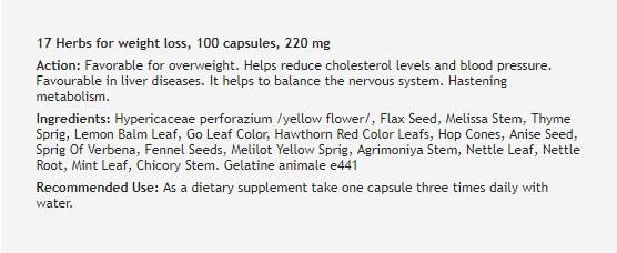 17 Kräuter für Gewichtsverlust - 100 Kapseln