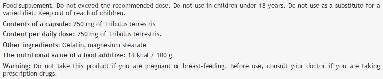 Tribulus terrestris 250 mg - 100 Kapseln