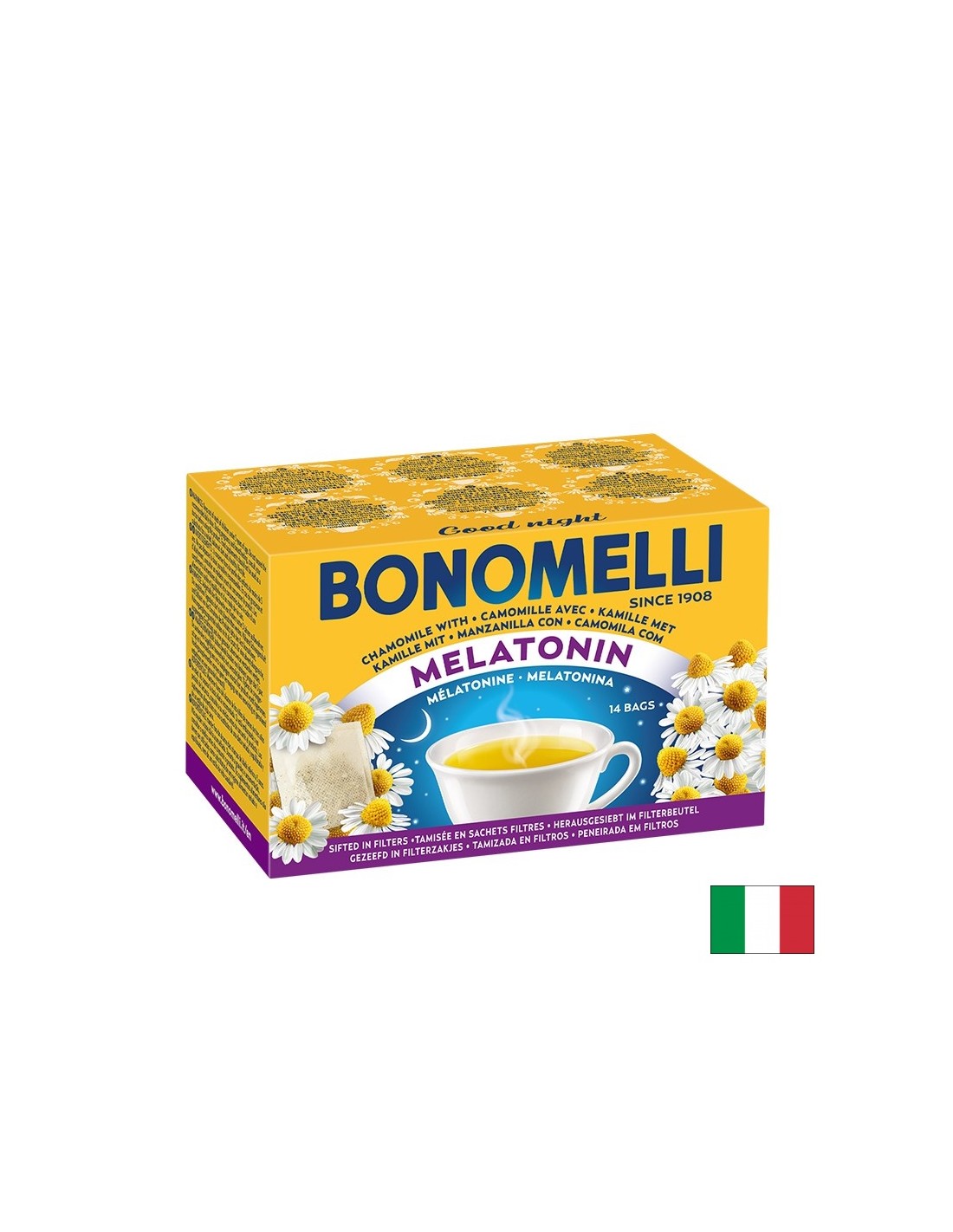 Kamille -Tee, Melatonin und Magnesium - Friedliche Schlaf- und Stresskontrolle, 14 Filterbeutel
