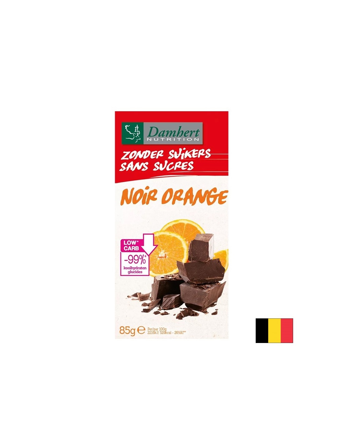 Dunkle Schokolade mit Orange (zuckerfrei), 85 g