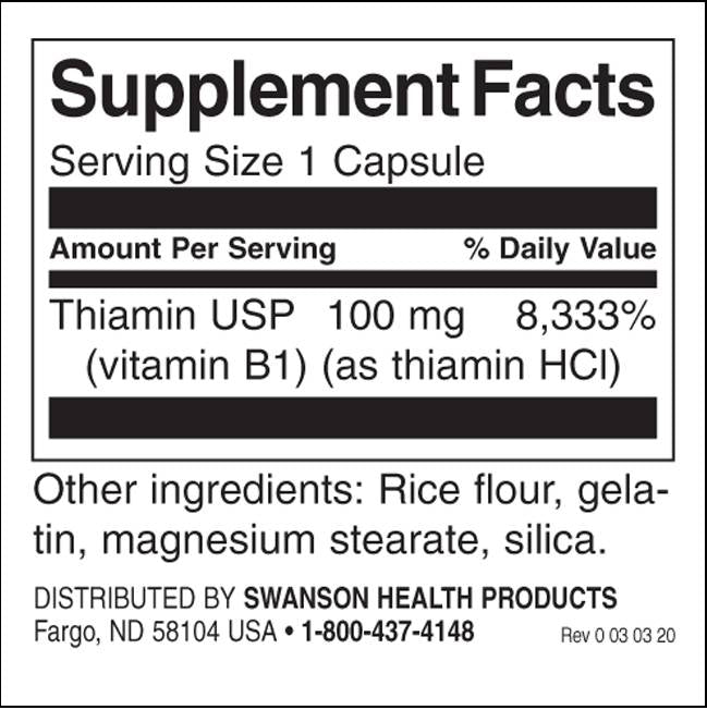 Vitamin B -1 100 mg - 250 Kapseln