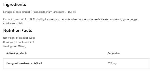 Bockshornkleextrakt / Pulver 100 Gramm