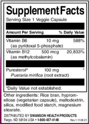 Pueraria Mirifica - Puresterol® | mit Vitamin B6 & B -12 - 60 Kapseln