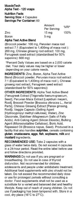 Alpha -Test | Testosteronunterstützung - 120 Kapseln
