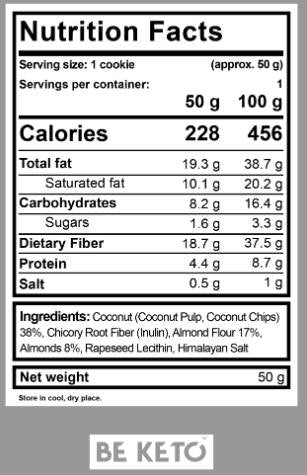 Keto Cookie | Niedriger Zucker - 50 Gramm