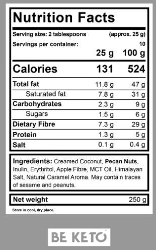 Keto -Creme | Pekannuss & gesalzenes Karamell + MCT - 250 Gramm