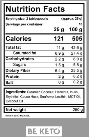 Keto -Creme | Haselnuss + MCT - 250 Gramm