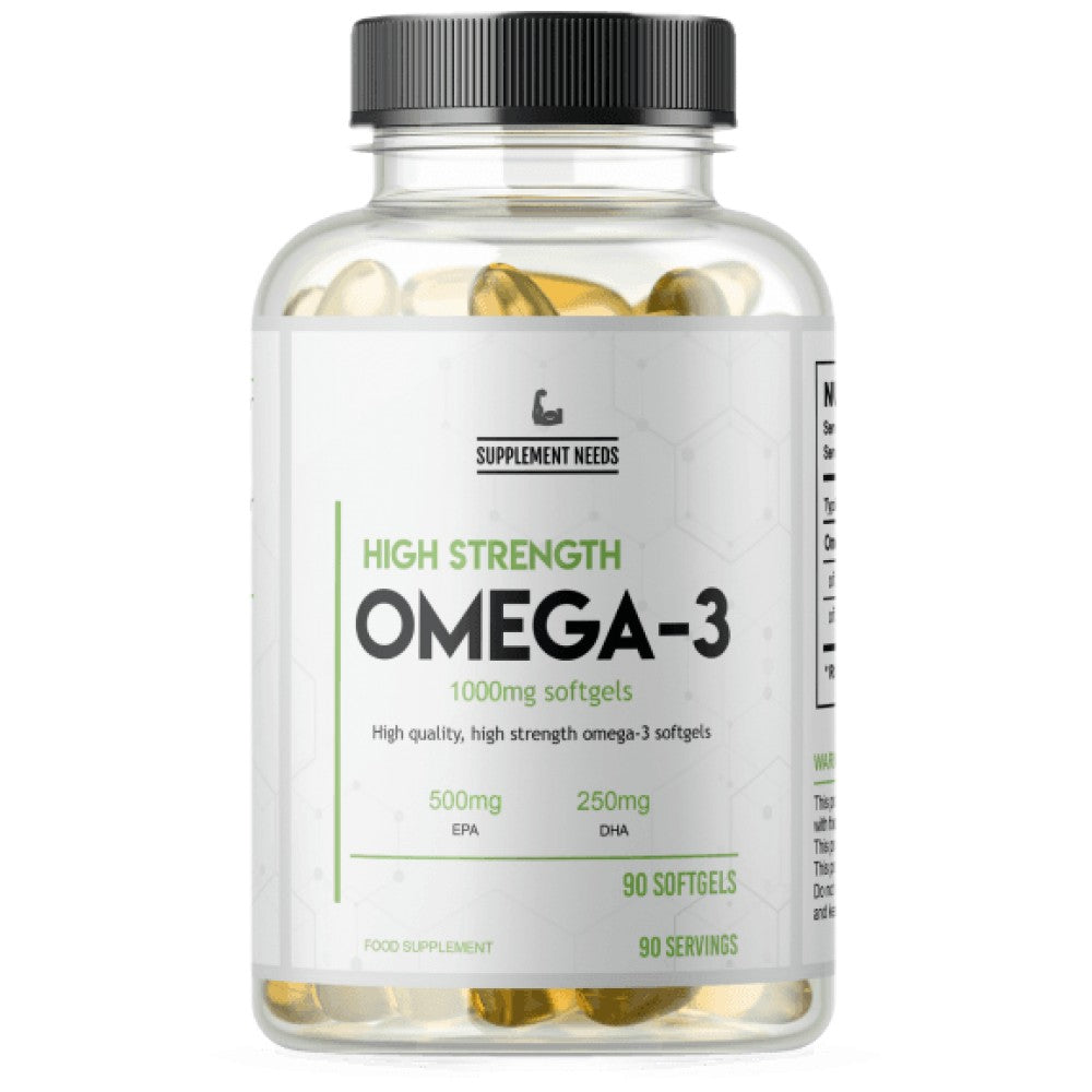 Omega 3 hohe Stärke | 500 mg EPA und 250 mg DHA 90 Gelkapseln
