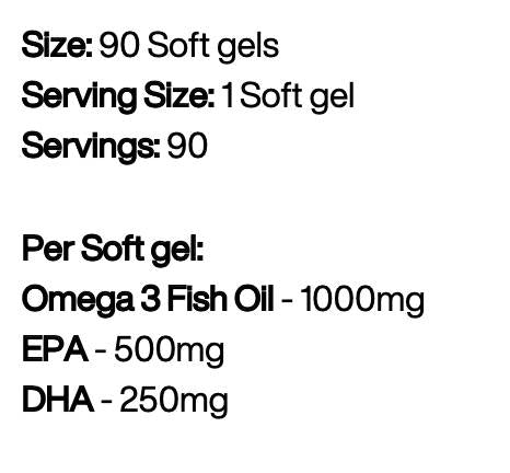 Omega 3 hohe Stärke | 500 mg EPA und 250 mg DHA 90 Gelkapseln
