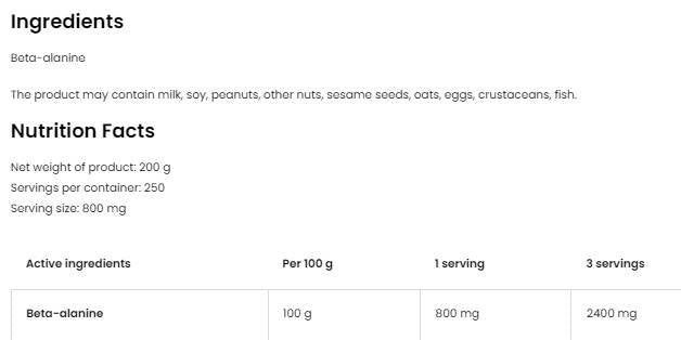 Beta Alaninpulver 200 Gramm