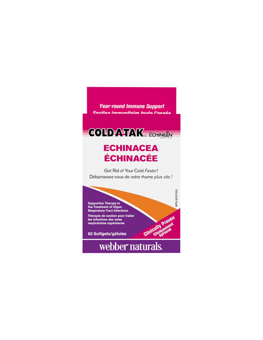 Cold-A-Tak® Ehinacea – Ехинацея, 250 mg – При настинка и грип, 60 софтгел капсули - Feel You
