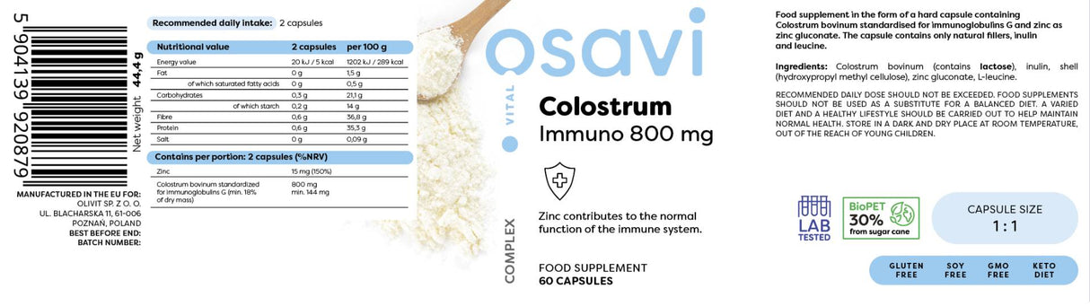 Kolostrum immuno 800 mg - 60 Kapseln