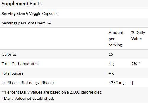 D -RIBOSE 850 mg - 120 Kapseln