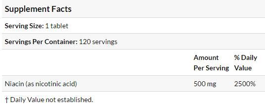 BESTES Niacin mit zeitverzögerter Freisetzung mit Nia<tc>XTEND</tc> 500 mg - 120 Tabletten