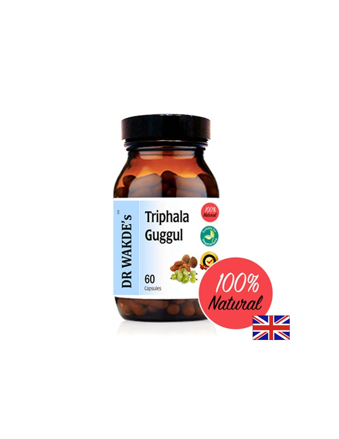 Triphala Guggul (Triphala Guggul) - für hohe Cholesterinspiegel, Fettleibigkeit und Hämorrhoiden, 60 Kapseln