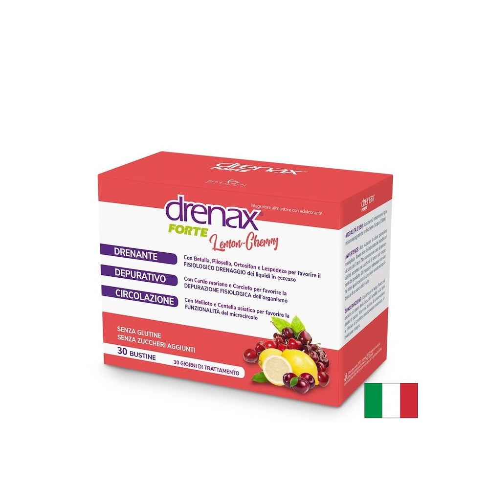 Diuretische Detox -Formel - DRENAX - DRENAX® mit weißer Birke, Schwarzjur- und Mausohren, 30 Beuteln, Zitronen- und Kirschgeschmack