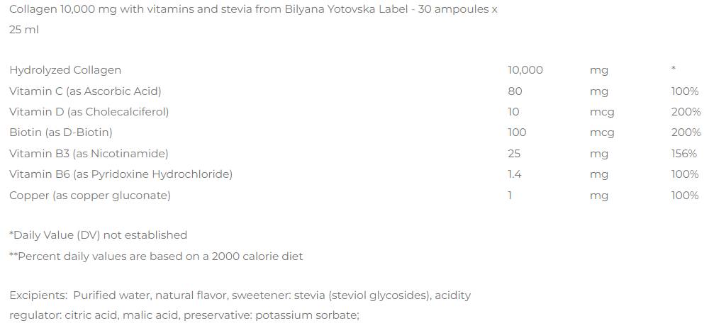 Kollagen 10.000 mg + Vitamine & Stevia - 30 x 25 ml