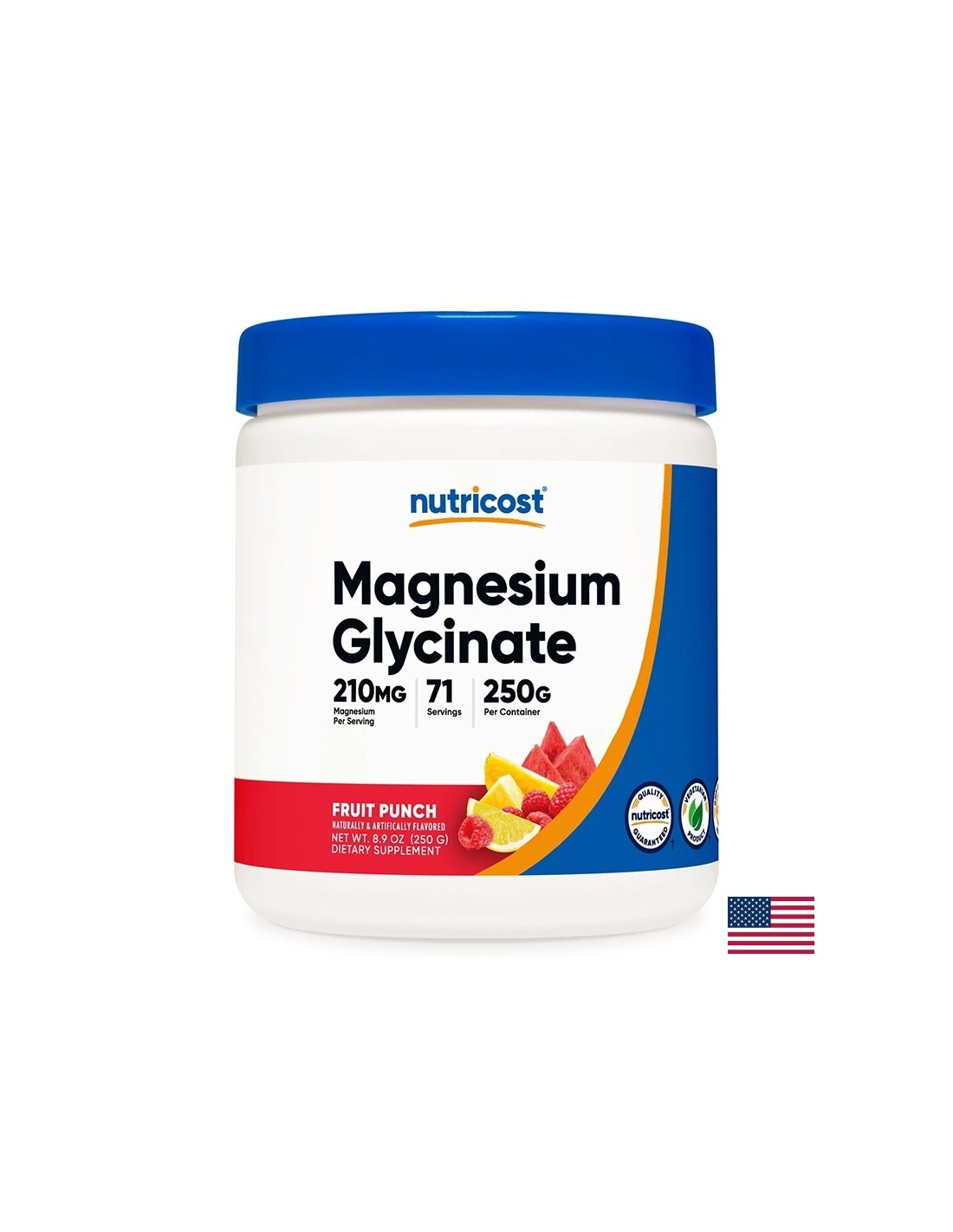 Herz- und Muskelversorgung - Magnesium (Bisglycinat), 210 mg x 250 g Pulver, mit Obstpunschgeschmack