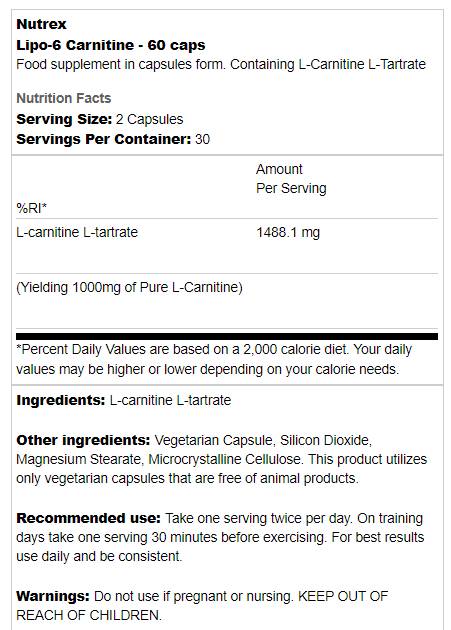 Lipo 6 / L -Carnitin - 60 Kapseln