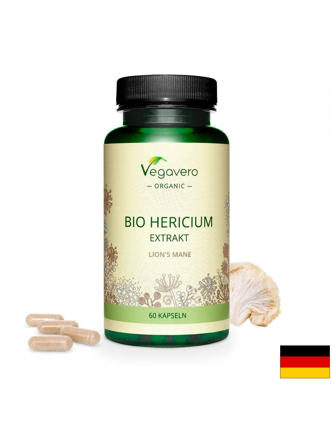Hericium Bio Extrakt/ Hericium (Löwenmähne) BIO Extrakt, 60 Kapseln, 100% Vegan <tc>Vegavero</tc>