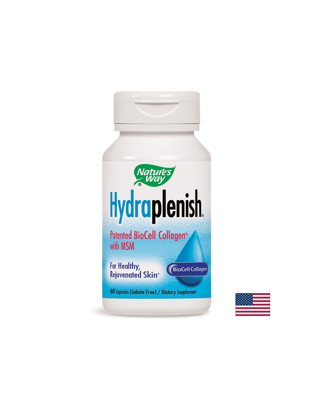 Kollagen mit Hyaluronsäure und MSM Hydraplenish® - schöne Haut und gesunde Gelenke, 750 mg, 60 Kapseln der Natur