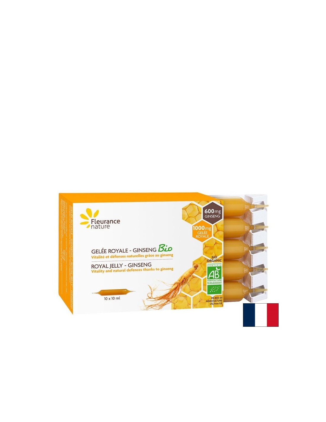 Immunität und Energie - Royal Jelly + Asian Ginseng Bio, 10 Trinkampullen