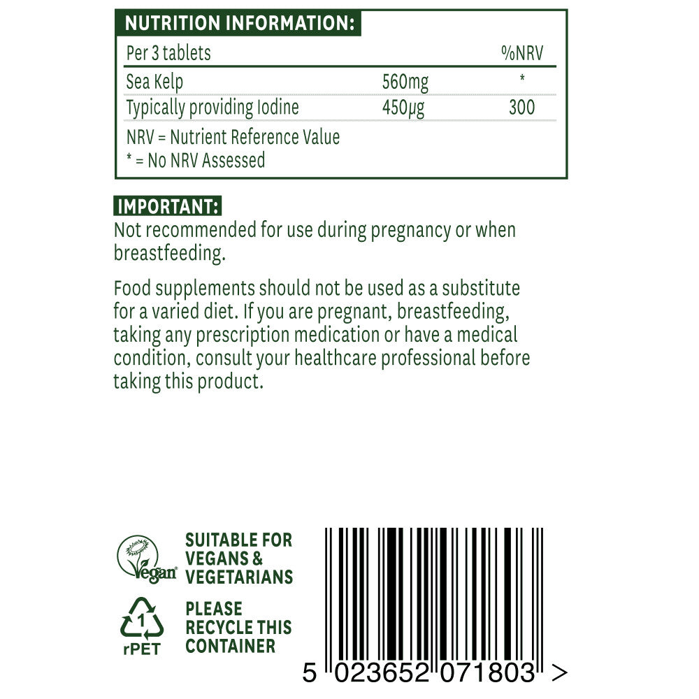 Seetang (Jod – 150 µg) 180 Tabletten Natures Aid