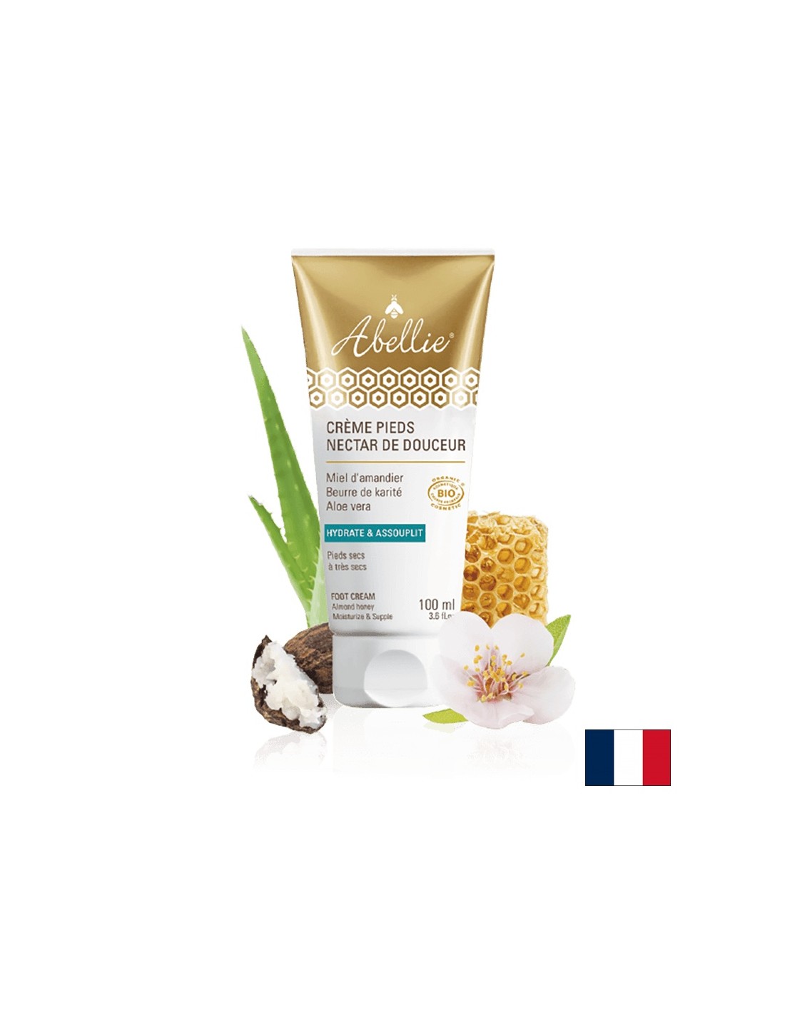 Feuchtigkeitsspendende Fuß- und Fersencreme mit Mandelbaumhonig, Sheabutter, Aloe Vera, 100 ml