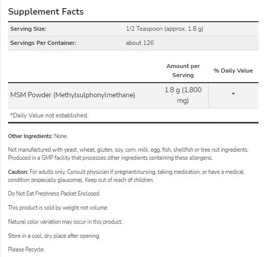 MSM -Pulver - 454 Gramm