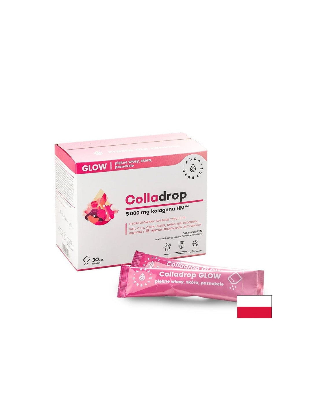 Collagen HM ™ für Haare, Haut und Nägel (mit Hyaluronsäure, Vitaminen, Mineralien und Kräuterextrakten), 30 Beutel