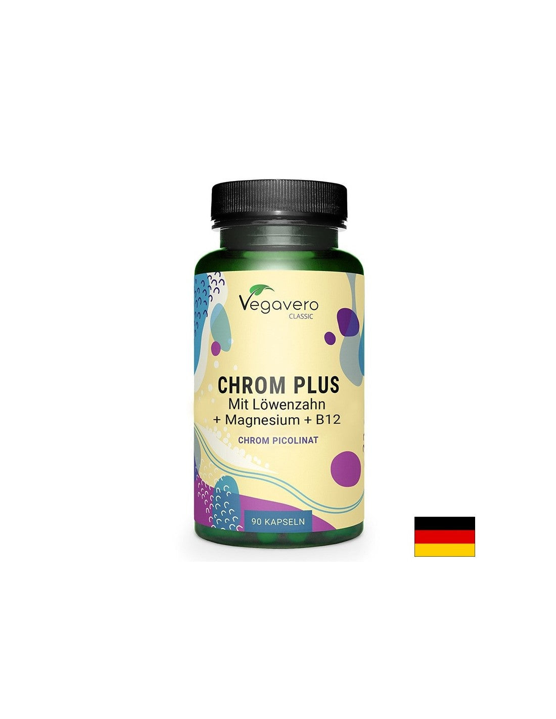 Diabeteskontrolle - Chrom + Löwenzahn, Magnesium und Vitamin B12, 90 Kapseln