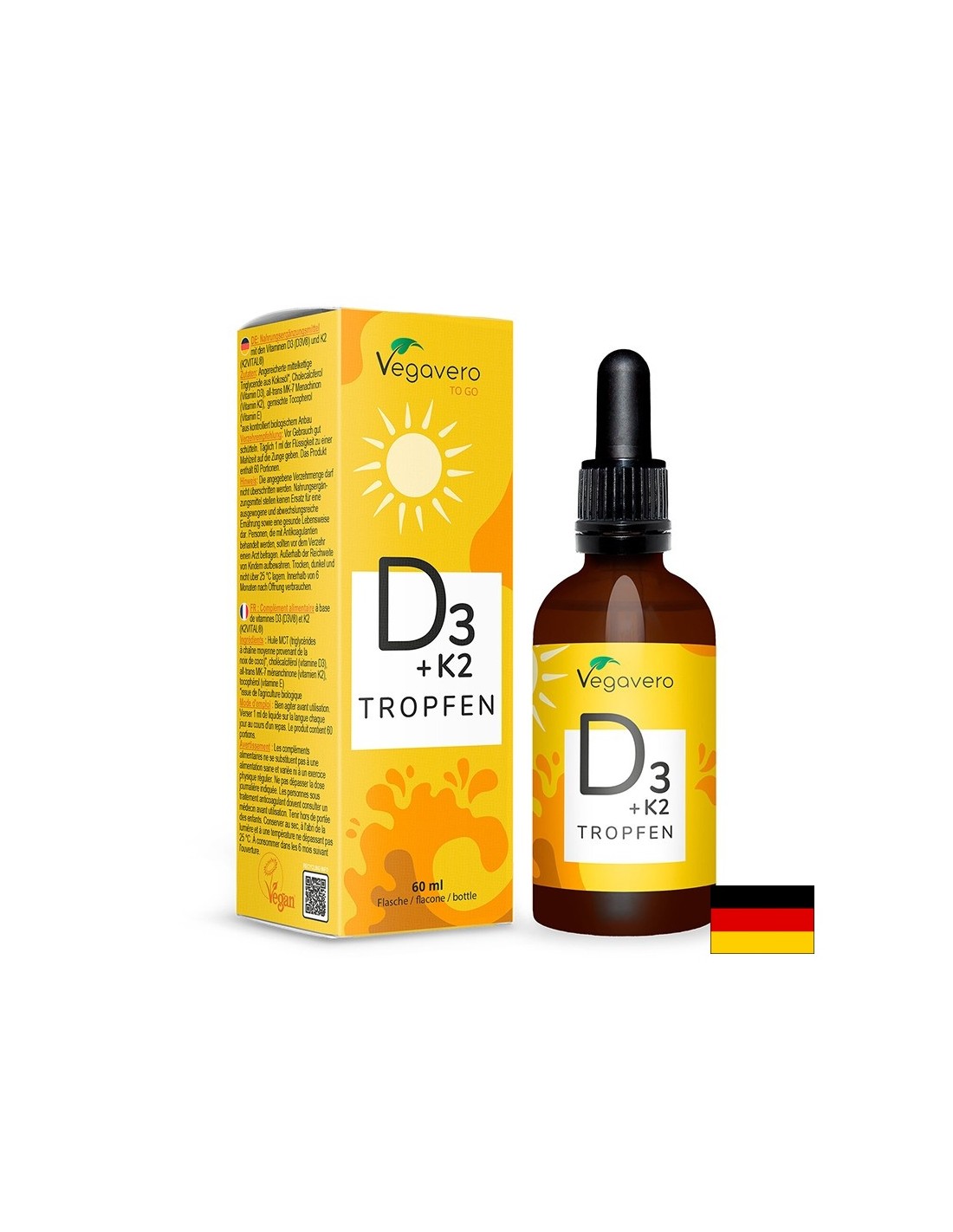 Knochen und Zähne - Vitamin D3 + K2, 60 ml Tropfen