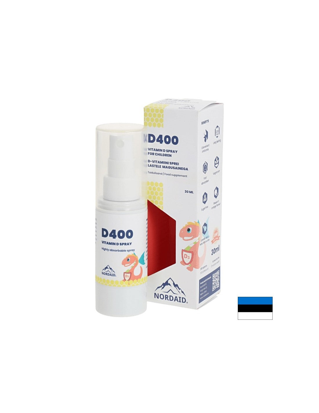 Bones, teeth and immune defense - Vitamin D3 400 IU, mouth spray, 30 ml / 200 sprays Nordaid - Nutra Best Europe