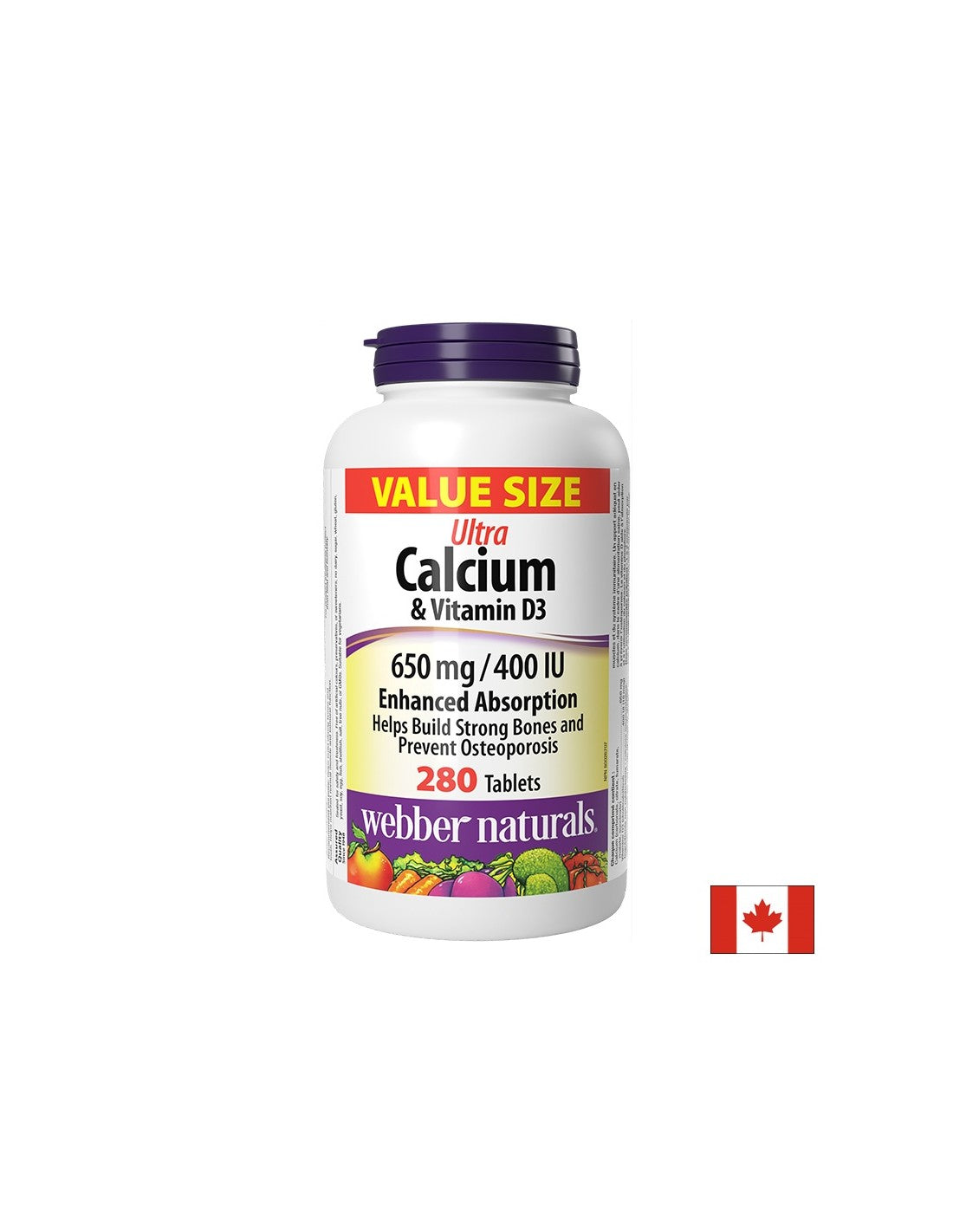 Knochensystem - Ultra Calcium 650 mg + Vitamin D3 400 IU, 280 Tabletten