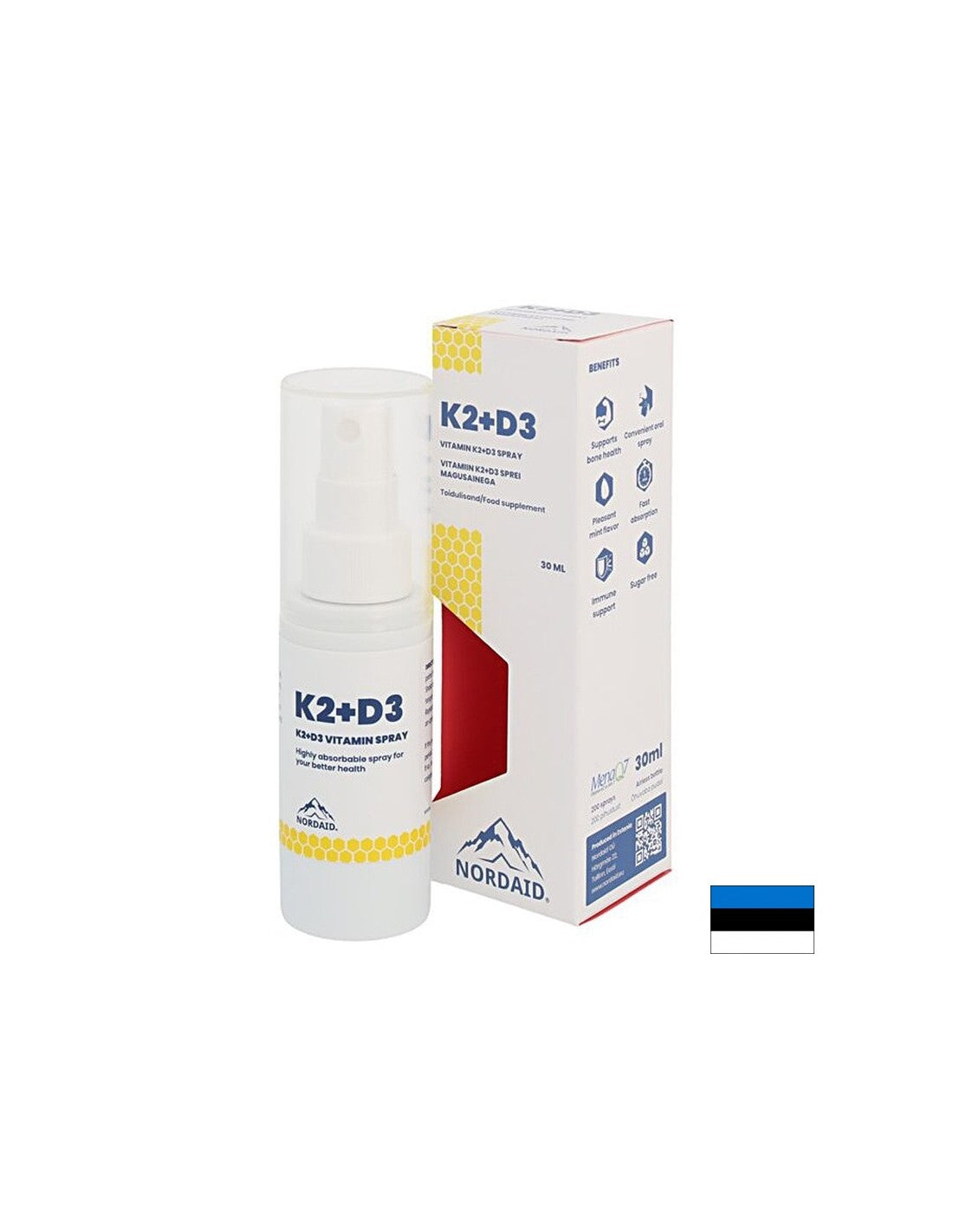 Vitamine K2 (20 µg) + D3 (800 IU) - Herz- und Knochengesundheit, starke Immunität, Mundspray, 30 ml, 200 Sprays