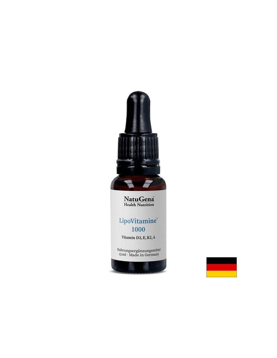 Liposomale Vitamine A, D3, E, K2 - Hohe Absorption - Lipovitamin® 1000, 15 ml Tropfen, ~ 525 Dosen