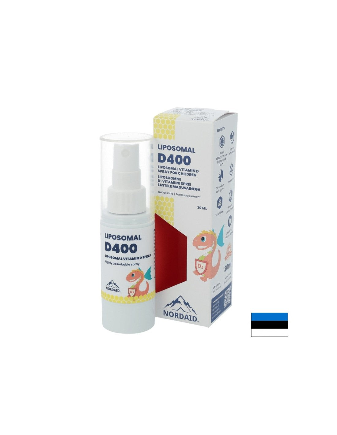 Liposomales Vitamin D3 400 IU mit hoher Absorption - starke Immunität und gesunde Knochen und Zähne bei Kindern, Mundspray 30 ml, 200 Dosen