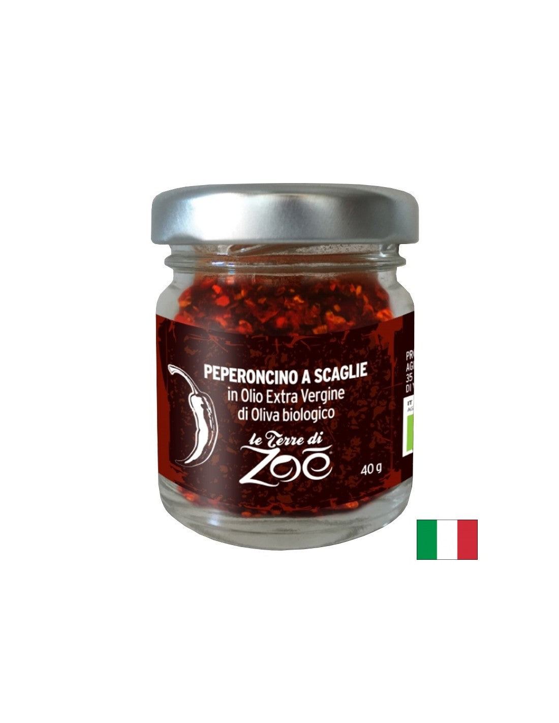 Chili -Pfefferflocken in Olivenöl (extra jungfräulich), biologisch, 40 g