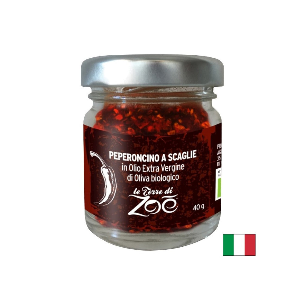 Chili -Pfefferflocken in Olivenöl (extra jungfräulich), biologisch, 40 g