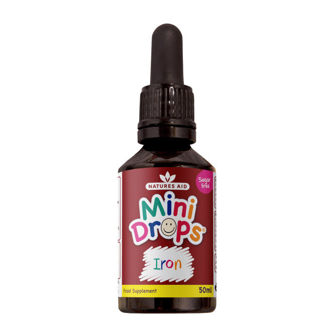 Eisen + Vitamin C + Vitamin B12 + Folsäure-Tropfen für Kinder (Mini Drops Iron) 50 ml NaturesAid