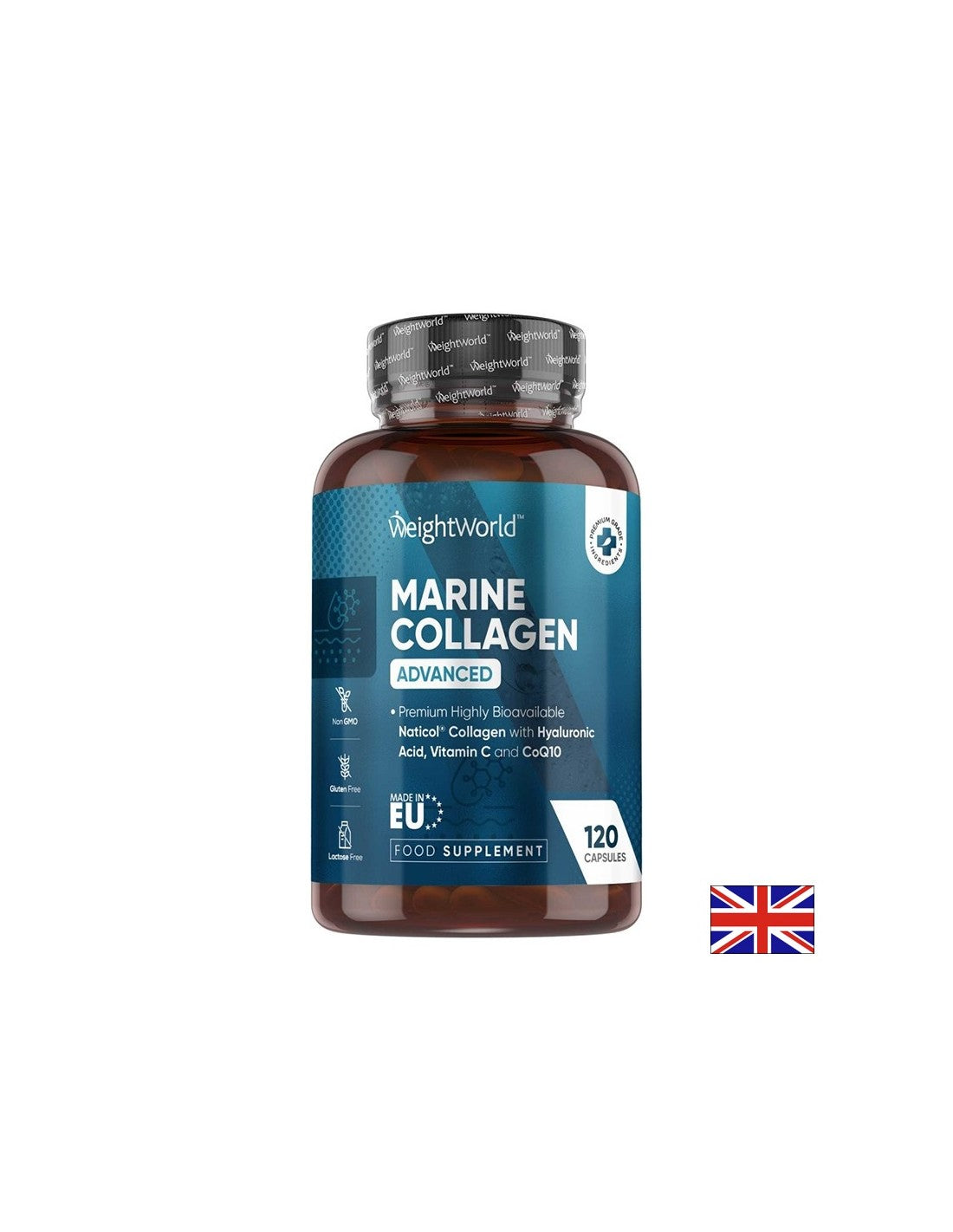 Junge Haut - gesunde Gelenke - hydrolysiertes Meereskollagen, Vitamin C, Hyaluronsäure, Zink und Coenzym Q10, 120 Kapseln