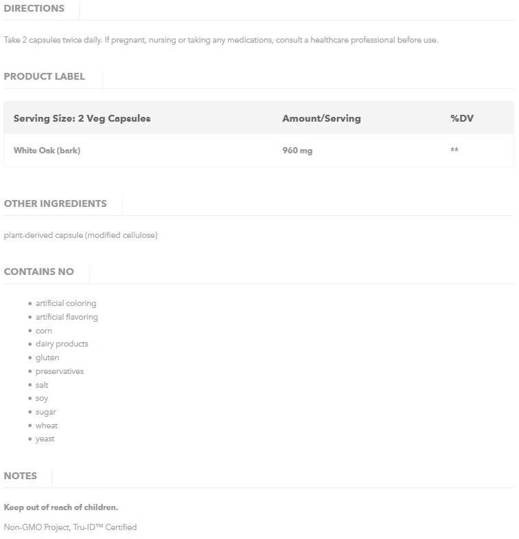 Weiße Eiche 480 mg - 100 Kapseln