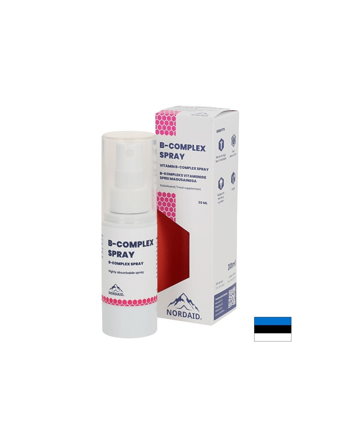 Nervous system - Vitamin B-Complex mouth spray with mint flavor, 30 ml / 200 sprays Nordaid - Nutra Best Europe